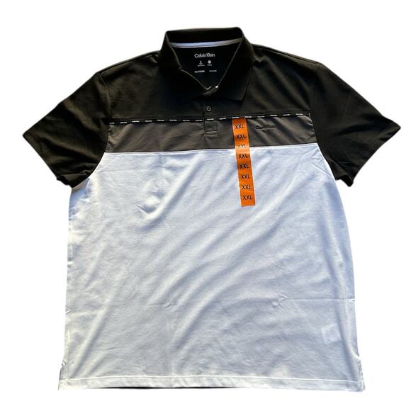 Calvin Klein Colorblock Polo • Men’s XXL • Quick Dry • Black/Gray/White • NWT - Picture 1 of 6